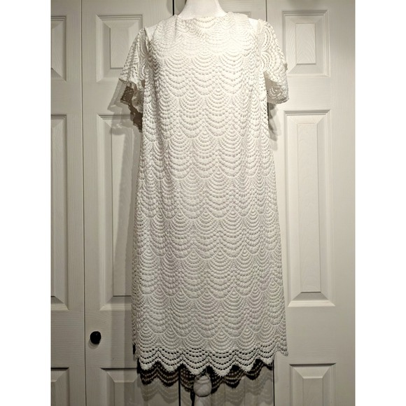 Lilly Pulitzer Dresses & Skirts - NEW Lilly Pulitzer Somerset Dress Sz: M Nylon Scalloped Lace Lined Cold Shoulder